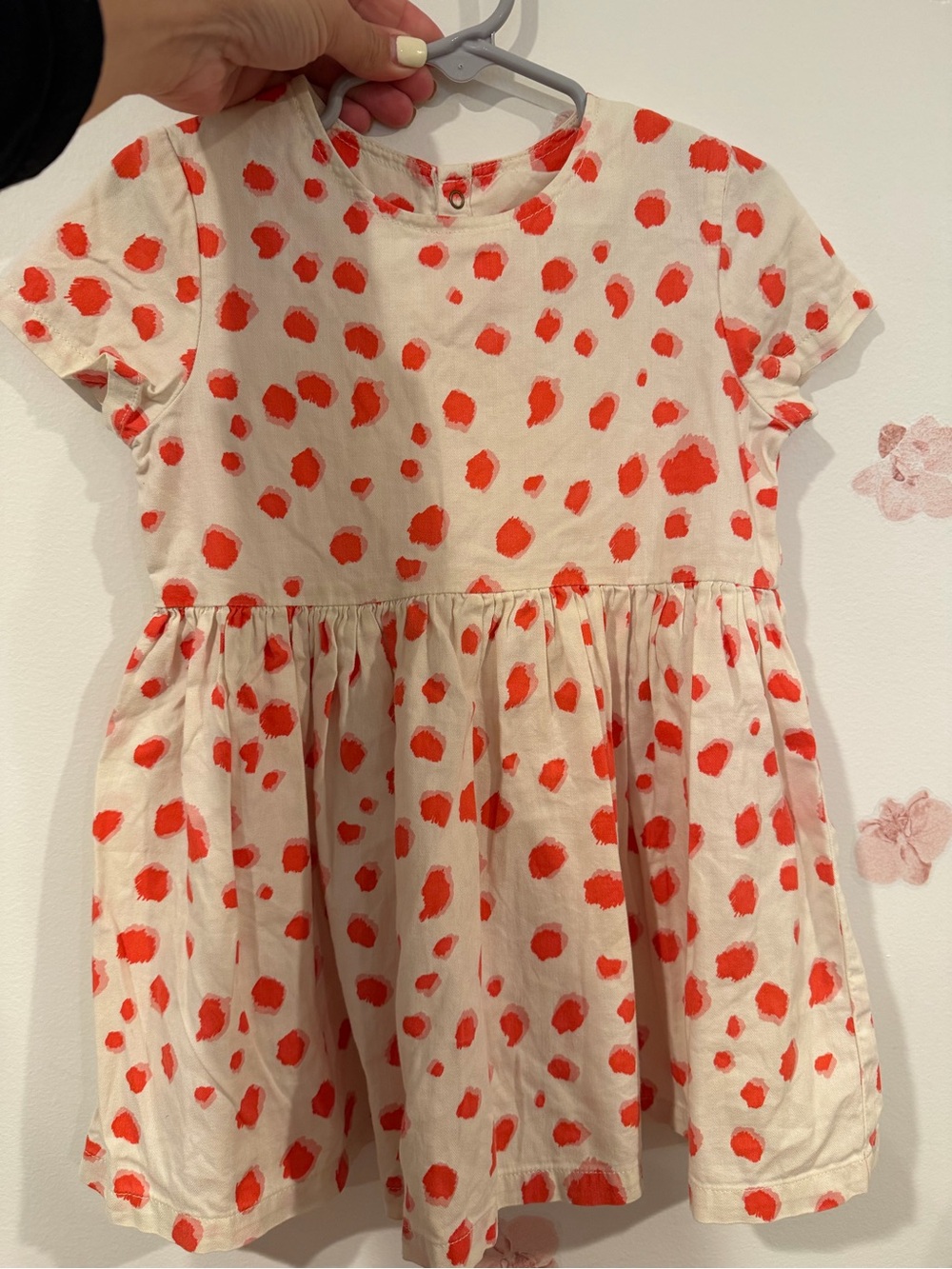 Mini Rodini Cream Dress with Bright Red Spot Print